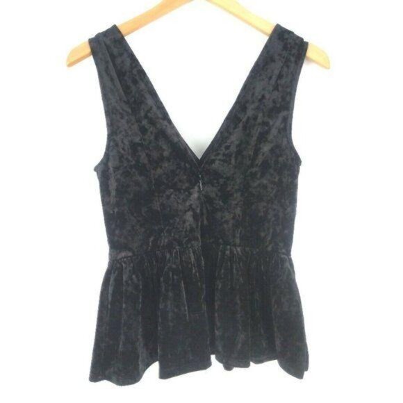 BCBGeneration Velvet Top Womens XS Black Fairy Grunge Goth Witchy Deep V - Picture 2 of 8